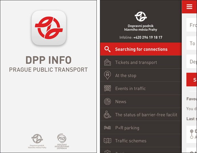 DPP INFO, o aplicativo oficial da empresa de transporte público de Praga