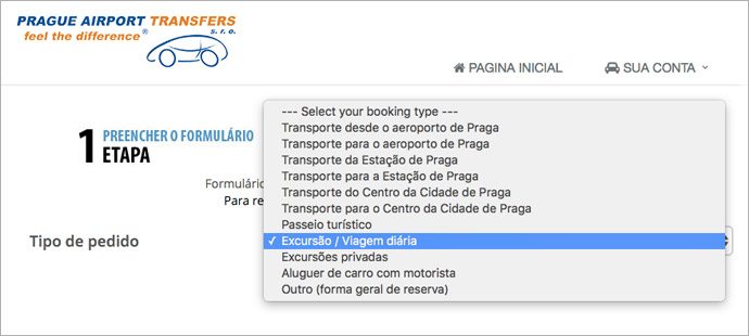 Formulário da Prague Airport Transfers