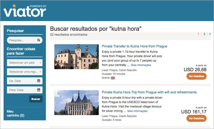 Resultados da busca por Kutná Hora, na Viator