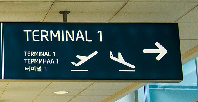 Aeroporto de Praga: placa indicativa do Terminal 1