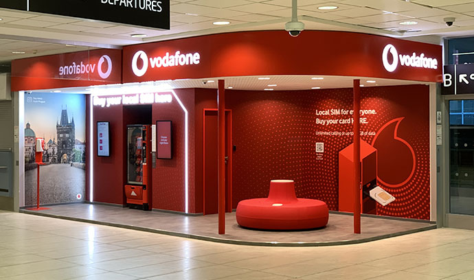 Loja da Vodafone no aeroporto de Praga