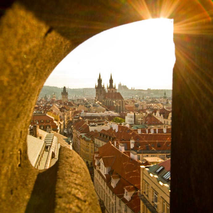 Vista da Torre de Pólvora, em Praga