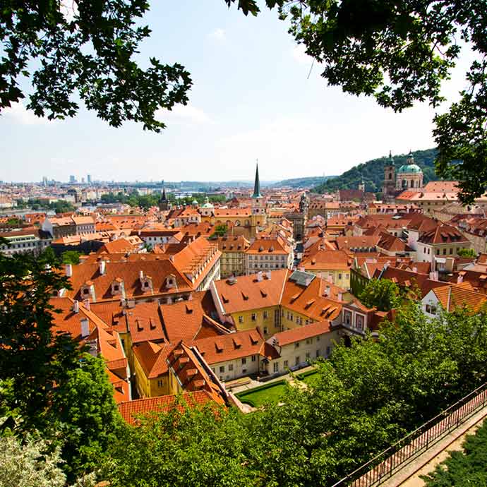 Jardins de Praga: vista dos Jardins do Sul do Castelo