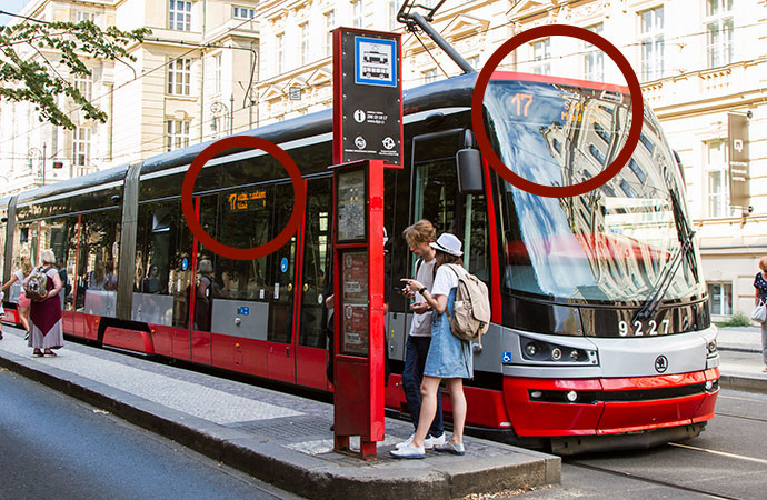 Transporte público em Praga: números nos bondes
